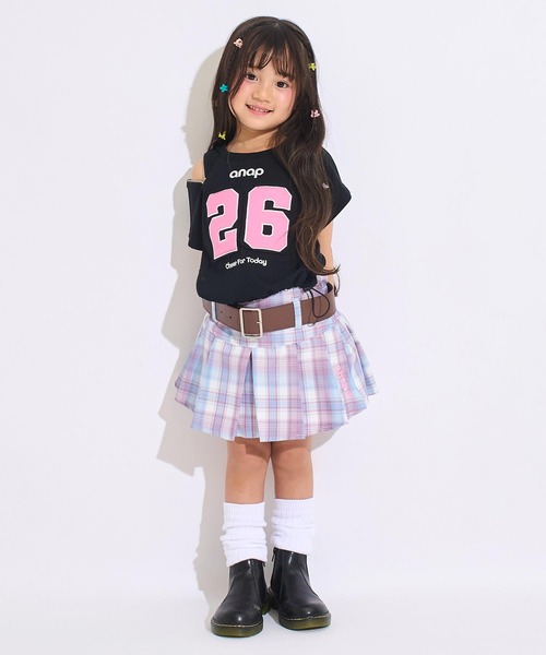 ANAP kids(アナップキッズ)の「ベルト 付 プリーツ スカート(スカート・キッズ・ラベンダー/ブルー系その他/ブラック/ピンク/パープル/ライトブルー・120/130/110)」の14枚目の写真