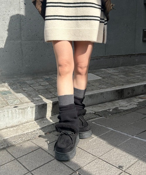 RAY CASSIN（レイカズン）の「配色レッグウォーマー（レッグウォーマー・レディース・グレー系その他2/ブラック系その他2/ライトベージュ・FREE）」の10枚目の写真