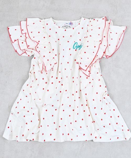 Life Support Products（ライフサポートプロダクツ）の「【COTTON from U.S.A】フリルショルダーワンピース（ワンピース・キッズ・レッド系その他/ライトブルー/ピンク系その他/ホワイト系その他・100/90/120/110/150/140/130）」の4枚目の写真