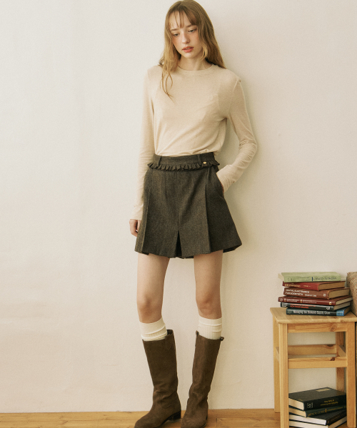 OURHOPE(アワーホープ)の「ウールフリルキュロットパンツ - ブラウン(その他パンツ・レディース・ブラウン・S)」の2枚目の写真