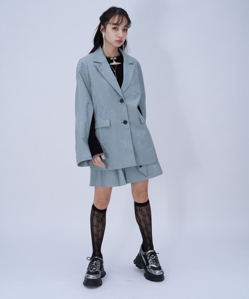 HARE（ハレ）の「Flowerシシュウミニスカート(HARE)（スカート・レディース・ライトブルー/ピンク/ブラック・FREE）」の9枚目の写真