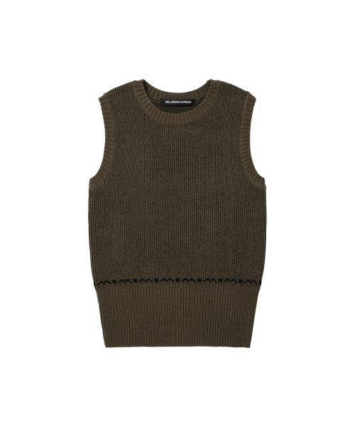 Jacquard Knit Vest Brown