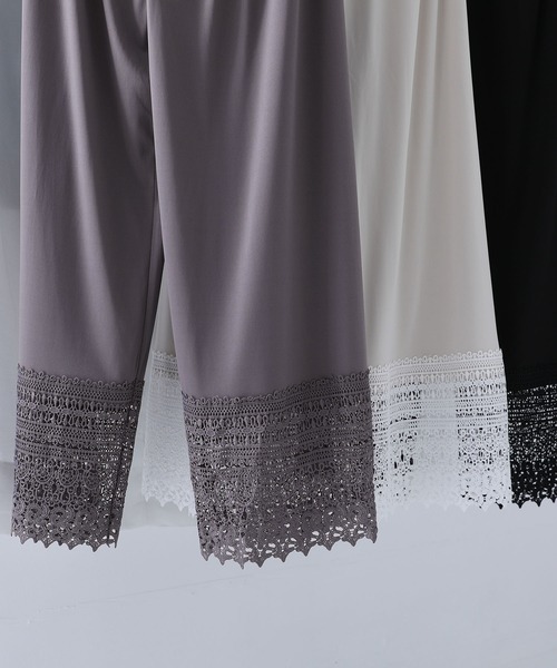n'OrLABEL（ノアールレーベル）の「『裾レースペチパンツ』（その他パンツ・レディース・アイボリー/ブラック・1/2）」の3枚目の写真