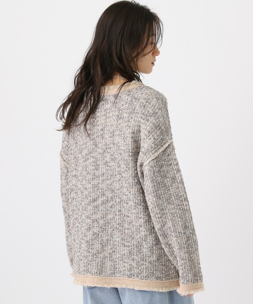 Elura（エルーラ）の「ミックスカラーツイード/654098（カーディガン/ボレロ・レディース・グレー/オフホワイト・FREE）」の7枚目の写真