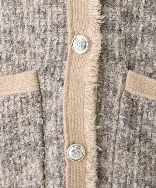 Elura（エルーラ）の「ミックスカラーツイード/654098（カーディガン/ボレロ・レディース・グレー/オフホワイト・FREE）」の20枚目の写真