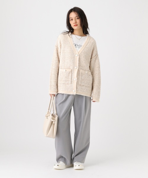 Elura（エルーラ）の「ミックスカラーツイード/654098（カーディガン/ボレロ・レディース・グレー/オフホワイト・FREE）」の4枚目の写真