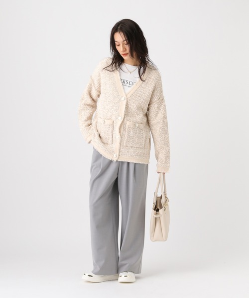 Elura（エルーラ）の「ミックスカラーツイード/654098（カーディガン/ボレロ・レディース・グレー/オフホワイト・FREE）」の6枚目の写真