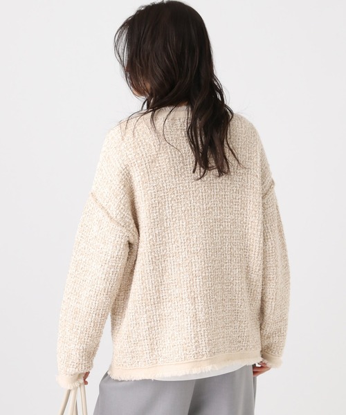 Elura（エルーラ）の「ミックスカラーツイード/654098（カーディガン/ボレロ・レディース・グレー/オフホワイト・FREE）」の3枚目の写真