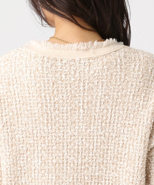 Elura（エルーラ）の「ミックスカラーツイード/654098（カーディガン/ボレロ・レディース・グレー/オフホワイト・FREE）」の15枚目の写真