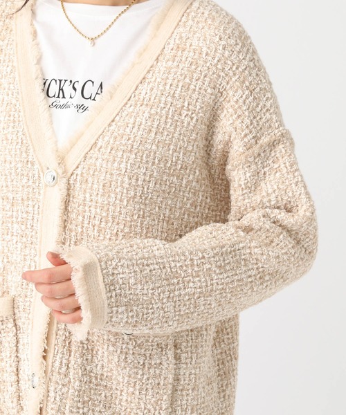 Elura（エルーラ）の「ミックスカラーツイード/654098（カーディガン/ボレロ・レディース・グレー/オフホワイト・FREE）」の16枚目の写真
