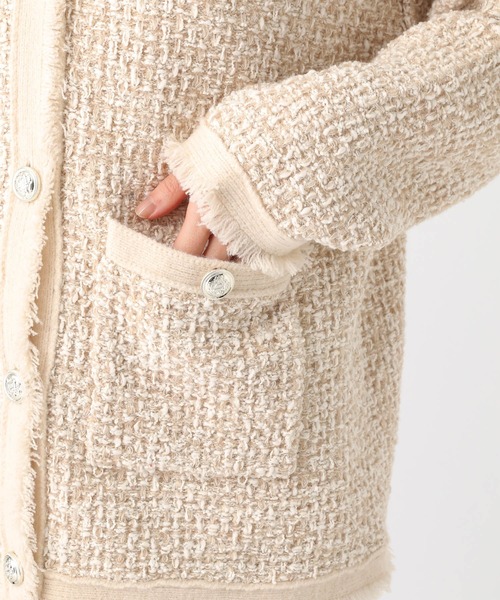 Elura（エルーラ）の「ミックスカラーツイード/654098（カーディガン/ボレロ・レディース・グレー/オフホワイト・FREE）」の17枚目の写真