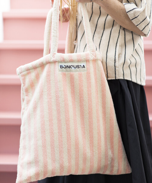 BONGUSTA(ボングスタ)の「BONGUSTA/ボングスタ NARAM TOTE BAG / パイル地トートバッグ(トートバッグ・レディース・ホワイト/ナチュラル/イエロー/ブルー/ブラウン/オフホワイト/サックスブルー/ピンク/パープル/サーモンピンク/レモンイエロー/キャメル・ONE SIZE)」の5枚目の写真