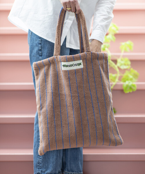 BONGUSTA(ボングスタ)の「BONGUSTA/ボングスタ NARAM TOTE BAG / パイル地トートバッグ(トートバッグ・レディース・ホワイト/ナチュラル/イエロー/ブルー/ブラウン/オフホワイト/サックスブルー/ピンク/パープル/サーモンピンク/レモンイエロー/キャメル・ONE SIZE)」の1枚目の写真
