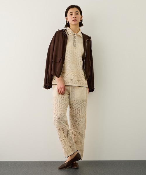 Coohem（コーヘン）の「【COOHEM(コーヘン)】SUKASHI EMBOSSED KNIT/イージーケア・セットアップ対応（ニット/セーター・レディース・ラベンダー/キナリ・FREE）」の5枚目の写真