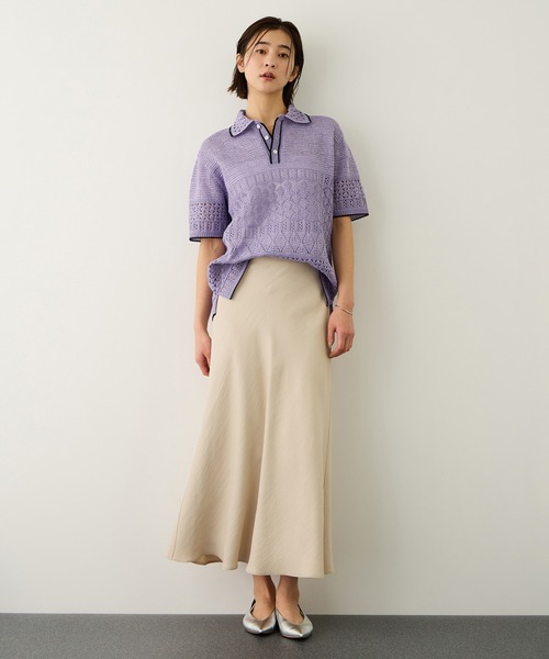 Coohem（コーヘン）の「【COOHEM(コーヘン)】SUKASHI EMBOSSED KNIT/イージーケア・セットアップ対応（ニット/セーター・レディース・ラベンダー/キナリ・FREE）」の9枚目の写真