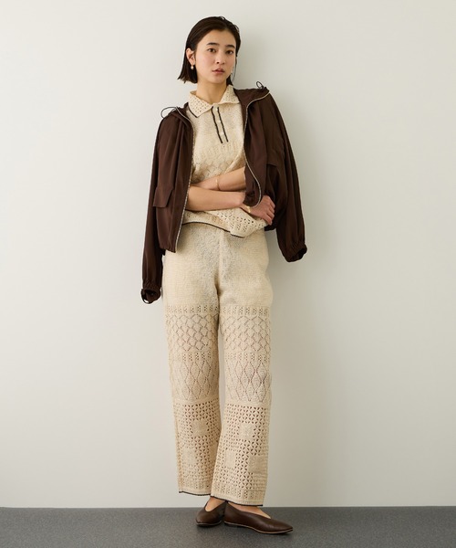 Coohem（コーヘン）の「【COOHEM(コーヘン)】SUKASHI EMBOSSED KNIT/イージーケア・セットアップ対応（ニット/セーター・レディース・ラベンダー/キナリ・FREE）」の10枚目の写真