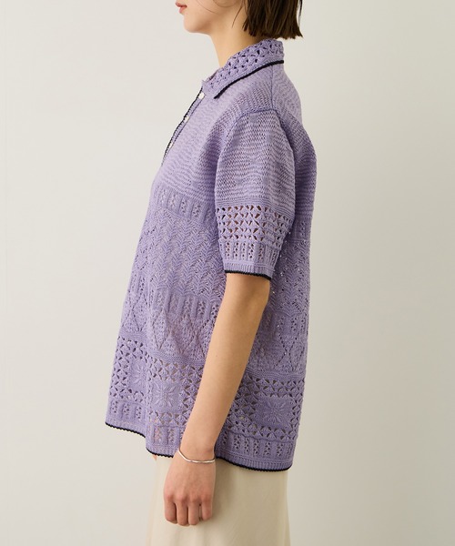 Coohem（コーヘン）の「【COOHEM(コーヘン)】SUKASHI EMBOSSED KNIT/イージーケア・セットアップ対応（ニット/セーター・レディース・ラベンダー/キナリ・FREE）」の15枚目の写真