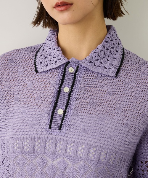 Coohem（コーヘン）の「【COOHEM(コーヘン)】SUKASHI EMBOSSED KNIT/イージーケア・セットアップ対応（ニット/セーター・レディース・ラベンダー/キナリ・FREE）」の17枚目の写真