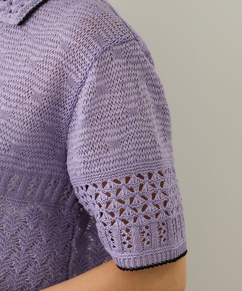 Coohem（コーヘン）の「【COOHEM(コーヘン)】SUKASHI EMBOSSED KNIT/イージーケア・セットアップ対応（ニット/セーター・レディース・ラベンダー/キナリ・FREE）」の18枚目の写真