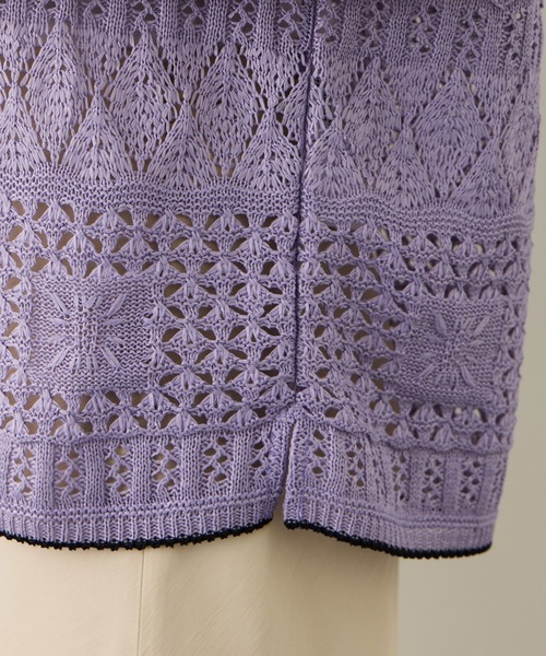 Coohem（コーヘン）の「【COOHEM(コーヘン)】SUKASHI EMBOSSED KNIT/イージーケア・セットアップ対応（ニット/セーター・レディース・ラベンダー/キナリ・FREE）」の19枚目の写真
