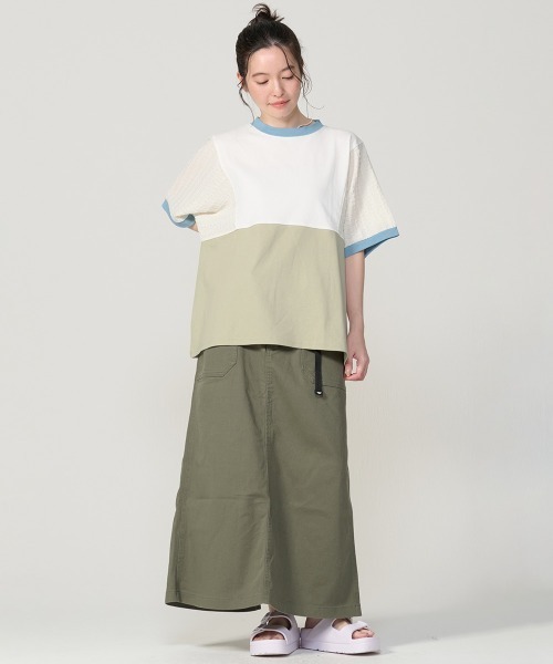 KRIFF MAYER Lady's Collection(クリフメイヤーレディースコレクション)の「【汗染み防止・撥水防汚・吸水速乾・接触冷感】ウェットプロテクト異素材ミックスT(Tシャツ/カットソー・レディース・オフホワイト/グレー/ブラック/ブラウン/カラフル・MEDIUM/LARGE)」の13枚目の写真