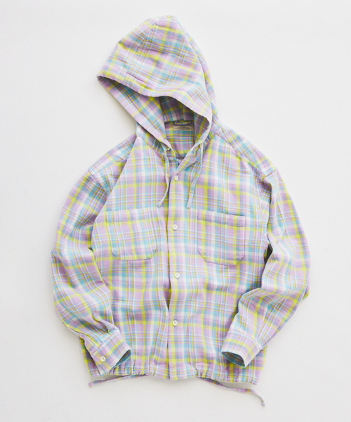 JOURNAL STANDARD relume(ジャーナルスタンダード レリューム)の「カラー アメリカンチェック フーディシャツ(シャツ/ブラウス・メンズ・スカイブルー/ライトパープル/Yellow・MEDIUM/LARGE)」の3枚目の写真