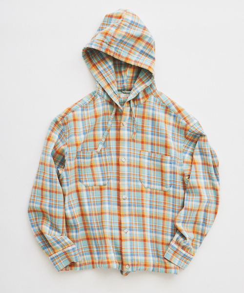 JOURNAL STANDARD relume(ジャーナルスタンダード レリューム)の「カラー アメリカンチェック フーディシャツ(シャツ/ブラウス・メンズ・スカイブルー/ライトパープル/Yellow・MEDIUM/LARGE)」の2枚目の写真