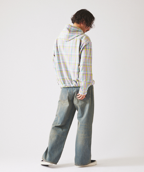 JOURNAL STANDARD relume(ジャーナルスタンダード レリューム)の「カラー アメリカンチェック フーディシャツ(シャツ/ブラウス・メンズ・スカイブルー/ライトパープル/Yellow・MEDIUM/LARGE)」の4枚目の写真