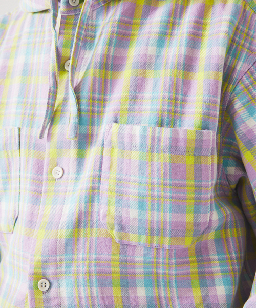 JOURNAL STANDARD relume(ジャーナルスタンダード レリューム)の「カラー アメリカンチェック フーディシャツ(シャツ/ブラウス・メンズ・スカイブルー/ライトパープル/Yellow・MEDIUM/LARGE)」の8枚目の写真