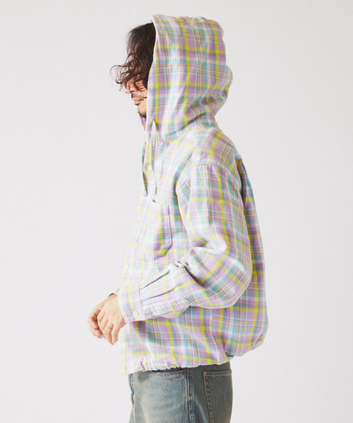 JOURNAL STANDARD relume(ジャーナルスタンダード レリューム)の「カラー アメリカンチェック フーディシャツ(シャツ/ブラウス・メンズ・スカイブルー/ライトパープル/Yellow・MEDIUM/LARGE)」の10枚目の写真