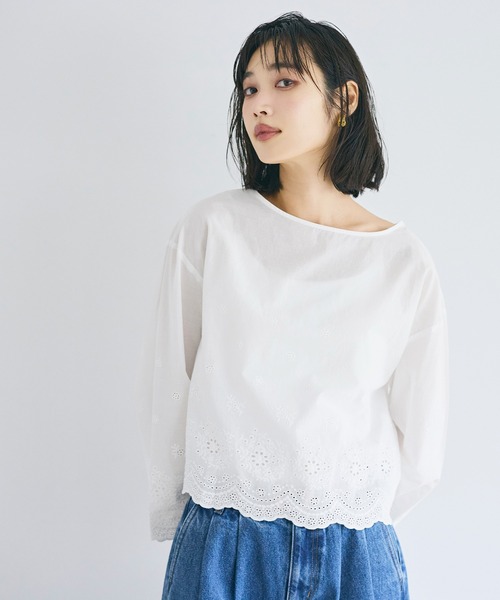 coca(coca)(コカ)の「コットンレースブラウス(シャツ/ブラウス・レディース・ホワイト・L/M/S)」の5枚目の写真