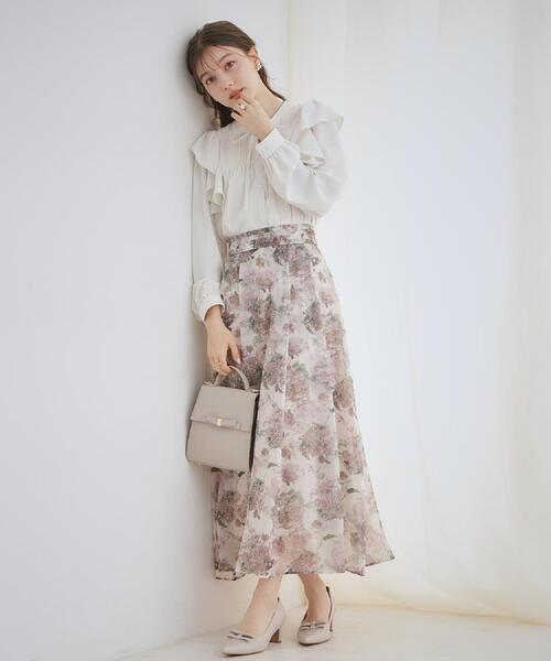 couture brooch（クチュールブローチ）の「【洗える・リボン取り外し可】フリルジョーゼットブラウス（シャツ/ブラウス・レディース・ネイビー/アイボリー/ピンク・42/40/38/36）」の14枚目の写真