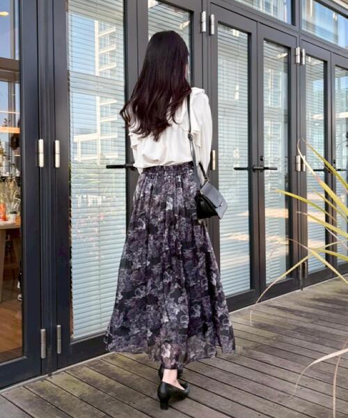 couture brooch（クチュールブローチ）の「【洗える・リボン取り外し可】フリルジョーゼットブラウス（シャツ/ブラウス・レディース・ネイビー/アイボリー/ピンク・42/40/38/36）」の19枚目の写真