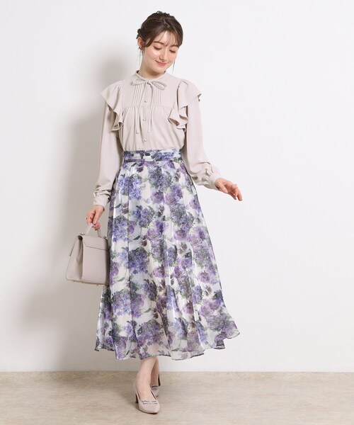 couture brooch（クチュールブローチ）の「【洗える・リボン取り外し可】フリルジョーゼットブラウス（シャツ/ブラウス・レディース・ネイビー/アイボリー/ピンク・42/40/38/36）」の21枚目の写真