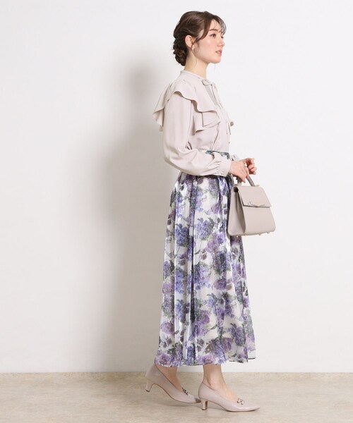 couture brooch（クチュールブローチ）の「【洗える・リボン取り外し可】フリルジョーゼットブラウス（シャツ/ブラウス・レディース・ネイビー/アイボリー/ピンク・42/40/38/36）」の22枚目の写真