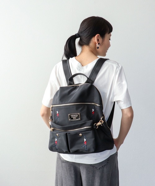 Three Four Time(スリーフォータイム)の「ショルダーポーチ付き刺繍4WAYナイロンリュック(バックパック/リュック・レディース・ブラック・FREE)」の20枚目の写真