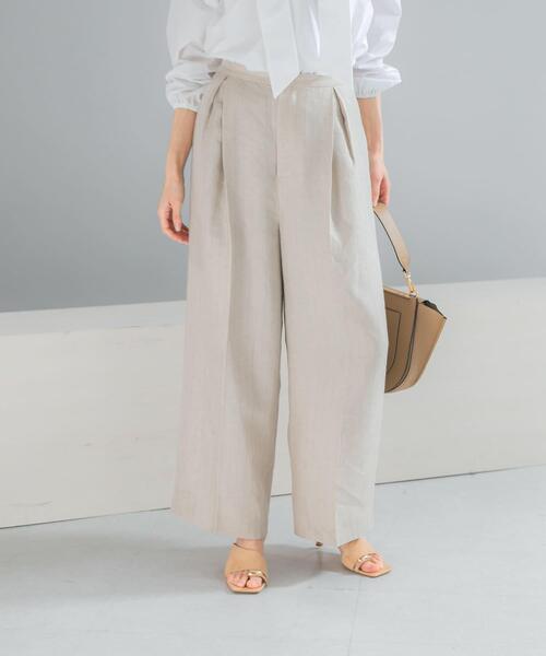 URBAN RESEARCH ROSSO WOMEN(アーバンリサーチ ロッソ)の「ラメリネンストライプワイドパンツ(その他パンツ・レディース・チャコールグレー/ベージュ・36/38)」の1枚目の写真