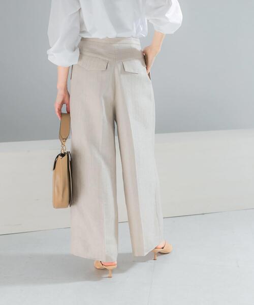 URBAN RESEARCH ROSSO WOMEN(アーバンリサーチ ロッソ)の「ラメリネンストライプワイドパンツ(その他パンツ・レディース・チャコールグレー/ベージュ・36/38)」の4枚目の写真
