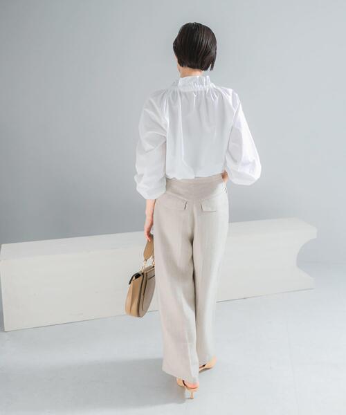 URBAN RESEARCH ROSSO WOMEN(アーバンリサーチ ロッソ)の「ラメリネンストライプワイドパンツ(その他パンツ・レディース・チャコールグレー/ベージュ・36/38)」の6枚目の写真