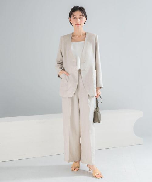 URBAN RESEARCH ROSSO WOMEN(アーバンリサーチ ロッソ)の「ラメリネンストライプワイドパンツ(その他パンツ・レディース・チャコールグレー/ベージュ・36/38)」の7枚目の写真