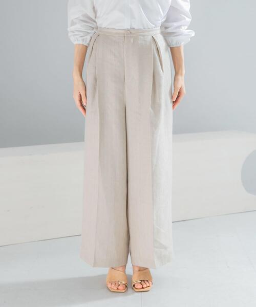URBAN RESEARCH ROSSO WOMEN(アーバンリサーチ ロッソ)の「ラメリネンストライプワイドパンツ(その他パンツ・レディース・チャコールグレー/ベージュ・36/38)」の8枚目の写真