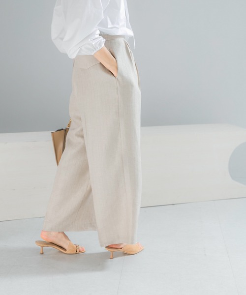 URBAN RESEARCH ROSSO WOMEN（アーバンリサーチ　ロッソ）の「ラメリネンストライプワイドパンツ（その他パンツ・レディース・チャコールグレー/ベージュ・36/38）」の3枚目の写真