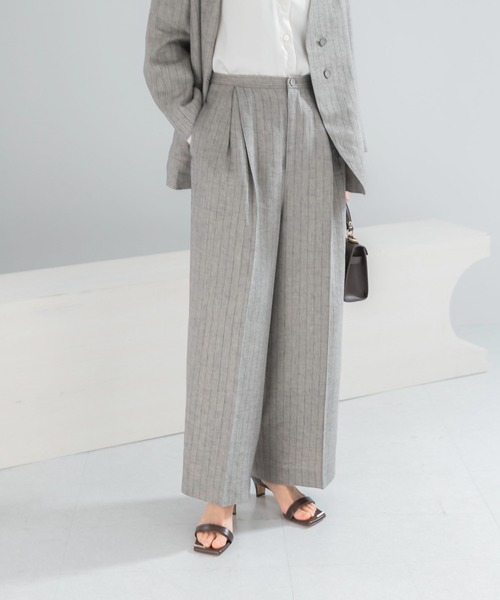 URBAN RESEARCH ROSSO WOMEN（アーバンリサーチ　ロッソ）の「ラメリネンストライプワイドパンツ（その他パンツ・レディース・チャコールグレー/ベージュ・36/38）」の11枚目の写真