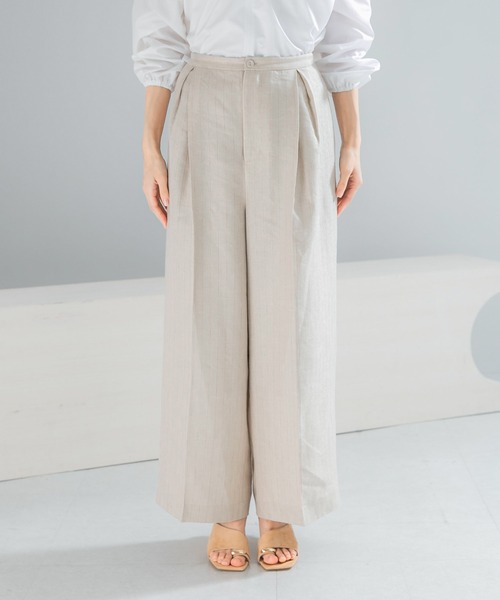 URBAN RESEARCH ROSSO WOMEN（アーバンリサーチ　ロッソ）の「ラメリネンストライプワイドパンツ（その他パンツ・レディース・チャコールグレー/ベージュ・36/38）」の13枚目の写真