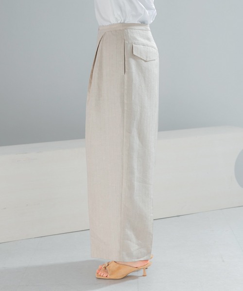 URBAN RESEARCH ROSSO WOMEN（アーバンリサーチ　ロッソ）の「ラメリネンストライプワイドパンツ（その他パンツ・レディース・チャコールグレー/ベージュ・36/38）」の14枚目の写真