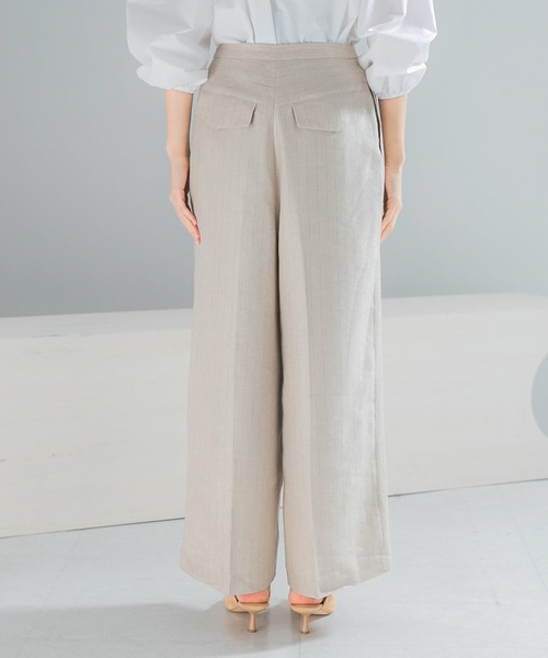 URBAN RESEARCH ROSSO WOMEN（アーバンリサーチ　ロッソ）の「ラメリネンストライプワイドパンツ（その他パンツ・レディース・チャコールグレー/ベージュ・36/38）」の15枚目の写真