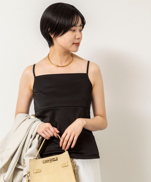 NOLLEY’S Sophi（ノーリーズソフィ）の「ウォッシャブルアジャスター付サテンスムースキャミ（キャミソール・レディース・ブラック/アイボリー・38/36）」の9枚目の写真