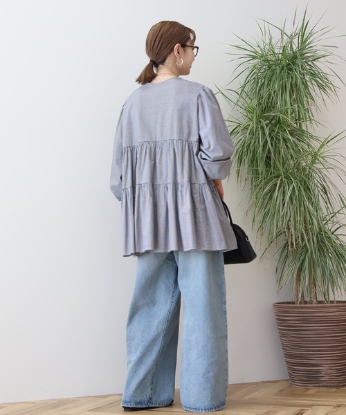 AMERICAN HOLIC(アメリカンホリック)の「【WEB限定】ティアードギャザーブラウス(シャツ/ブラウス・レディース・オフホワイト/ブラック/チェック/ストライプ・L/M)」の17枚目の写真