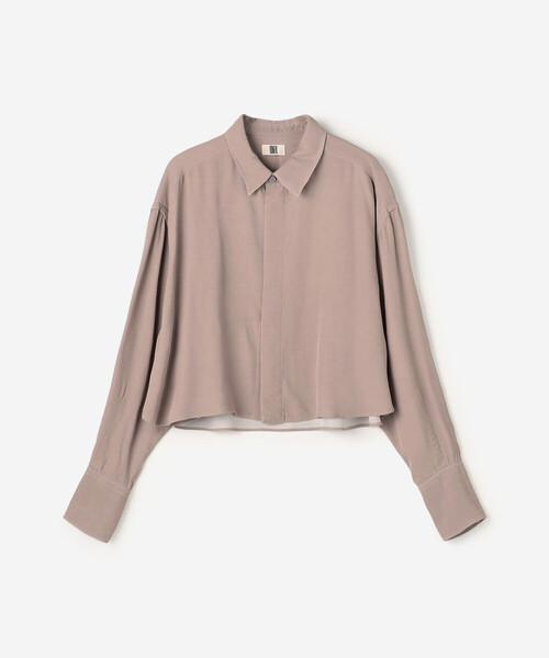 UNFIL（アンフィル）の「UNFIL | レーヨンギャバジン クロップドシャツ WOMEN（シャツ/ブラウス・レディース・ベージュ系その他/ブラック系その他・0）」の3枚目の写真