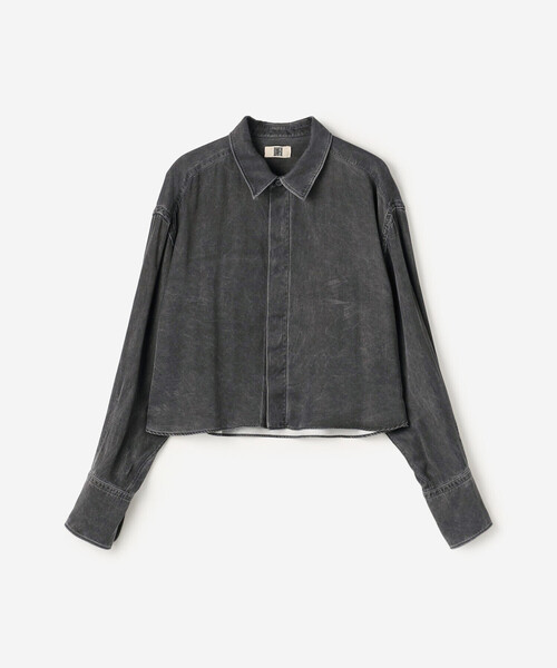 UNFIL（アンフィル）の「UNFIL | レーヨンギャバジン クロップドシャツ WOMEN（シャツ/ブラウス・レディース・ベージュ系その他/ブラック系その他・0）」の14枚目の写真